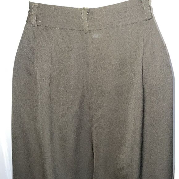 Vtg 70s/80s JH Collectibles dark army green high waisted pleat front pants - Picture 5 of 15